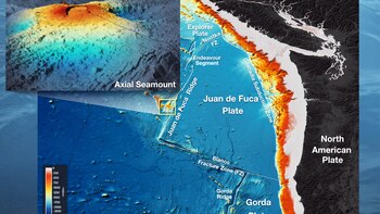 Ubicación del volcán Axial Seamount.